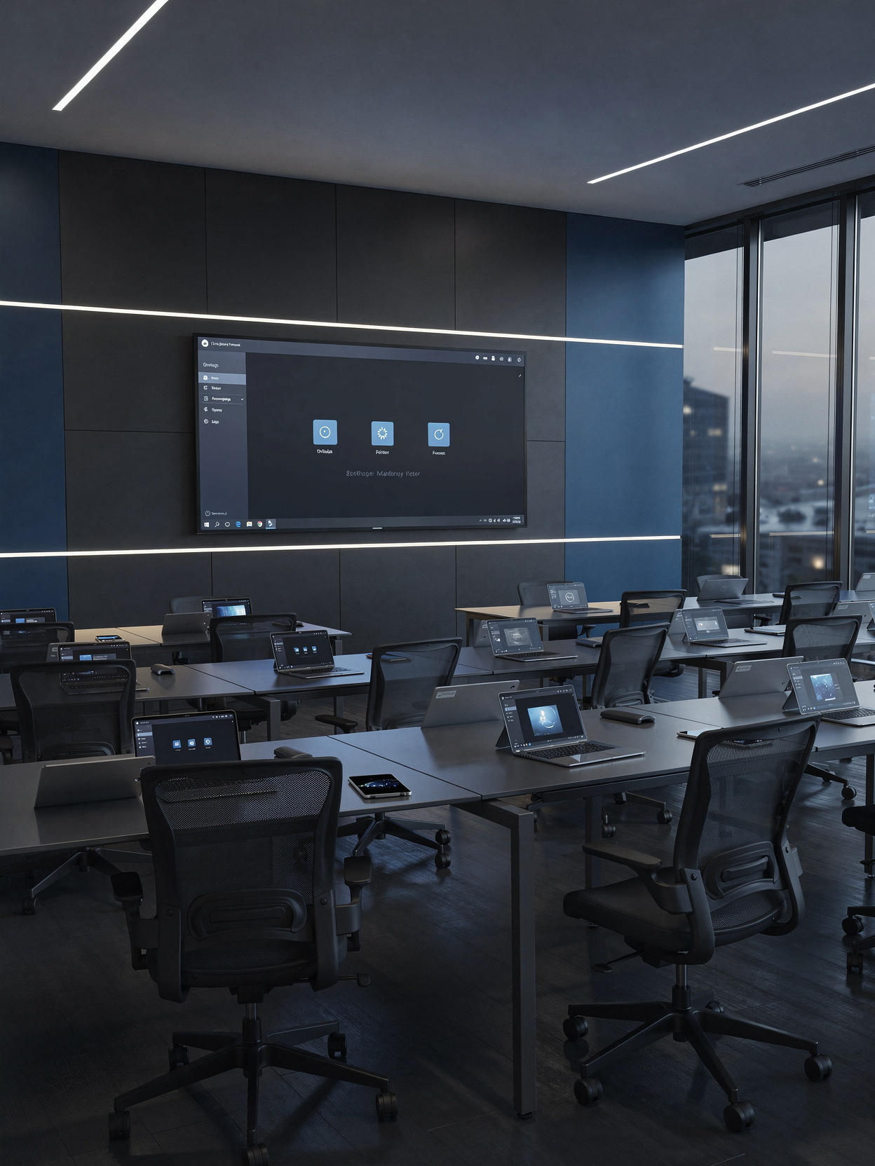 professional training classroom modern technology corporate setting