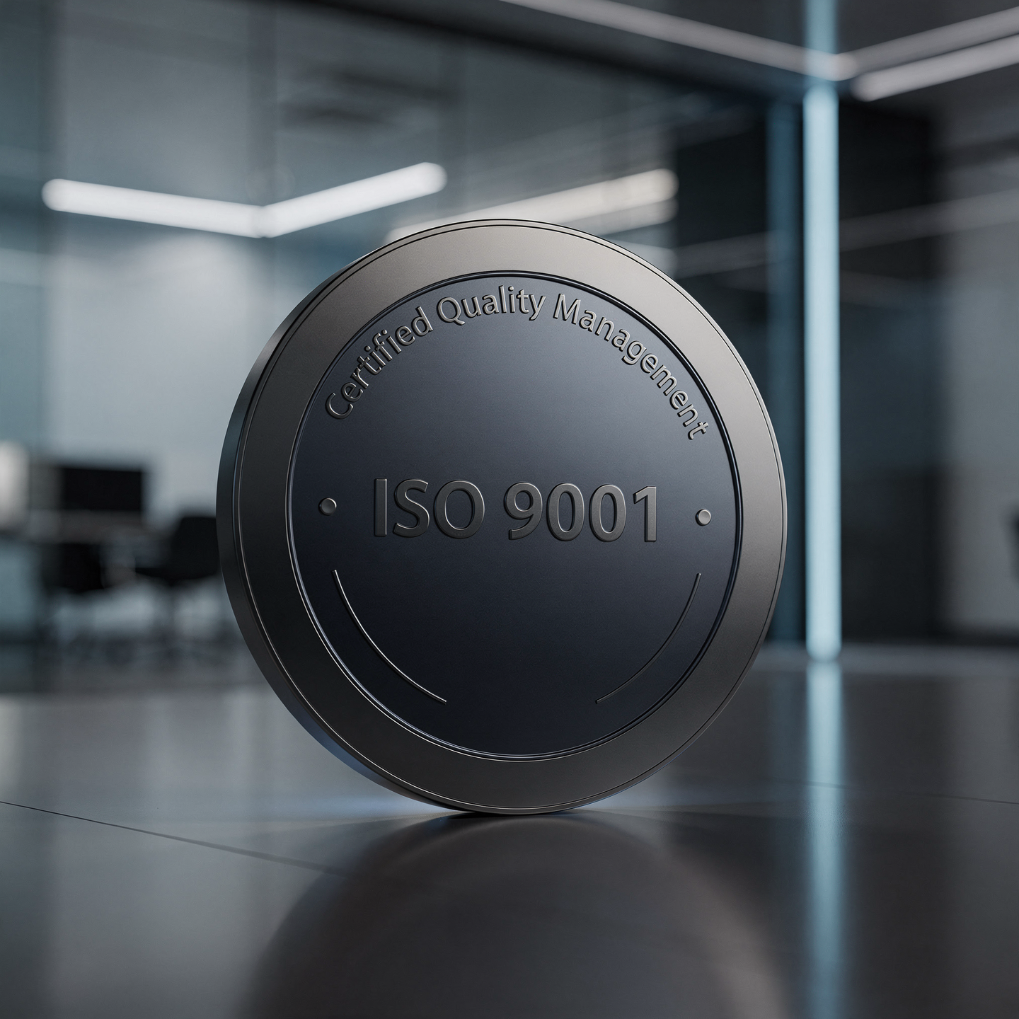 ISO 9001 certification badge professional quality management